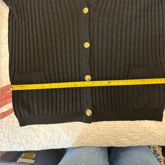 Celine Black 100% Wool Vintage Ribbed Women's Sweater- Large - Picture 13 of 14